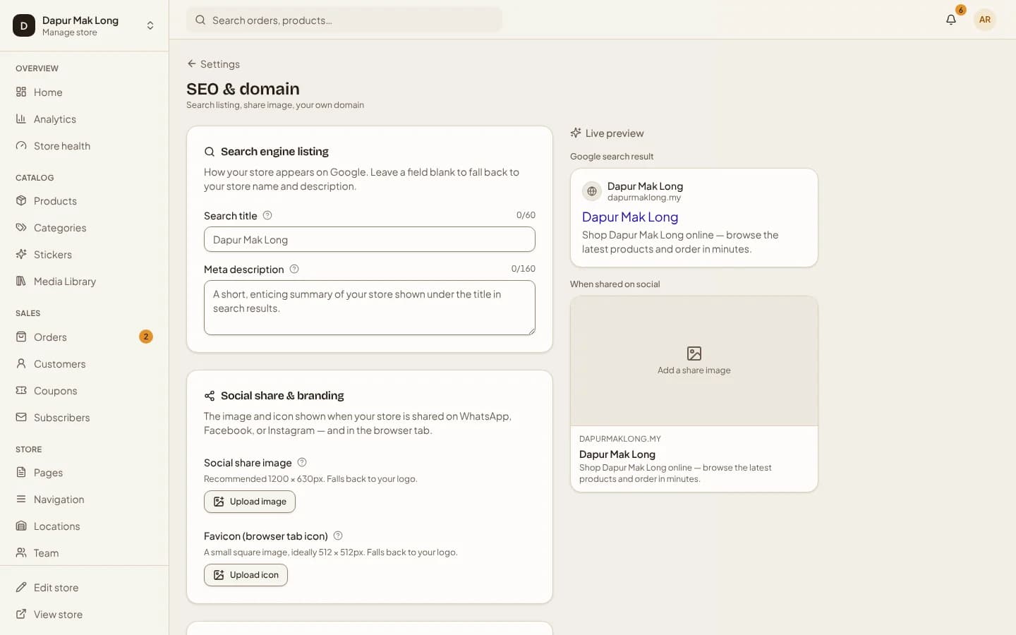 Your brand, your web address