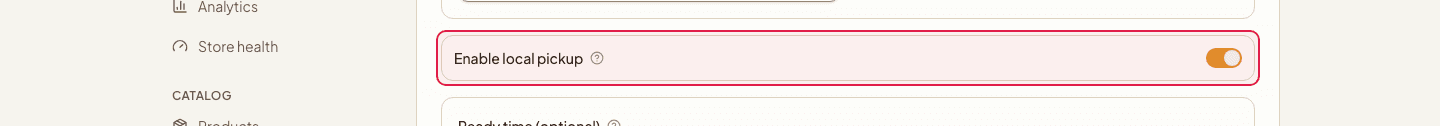 The Enable local pickup switch highlighted
